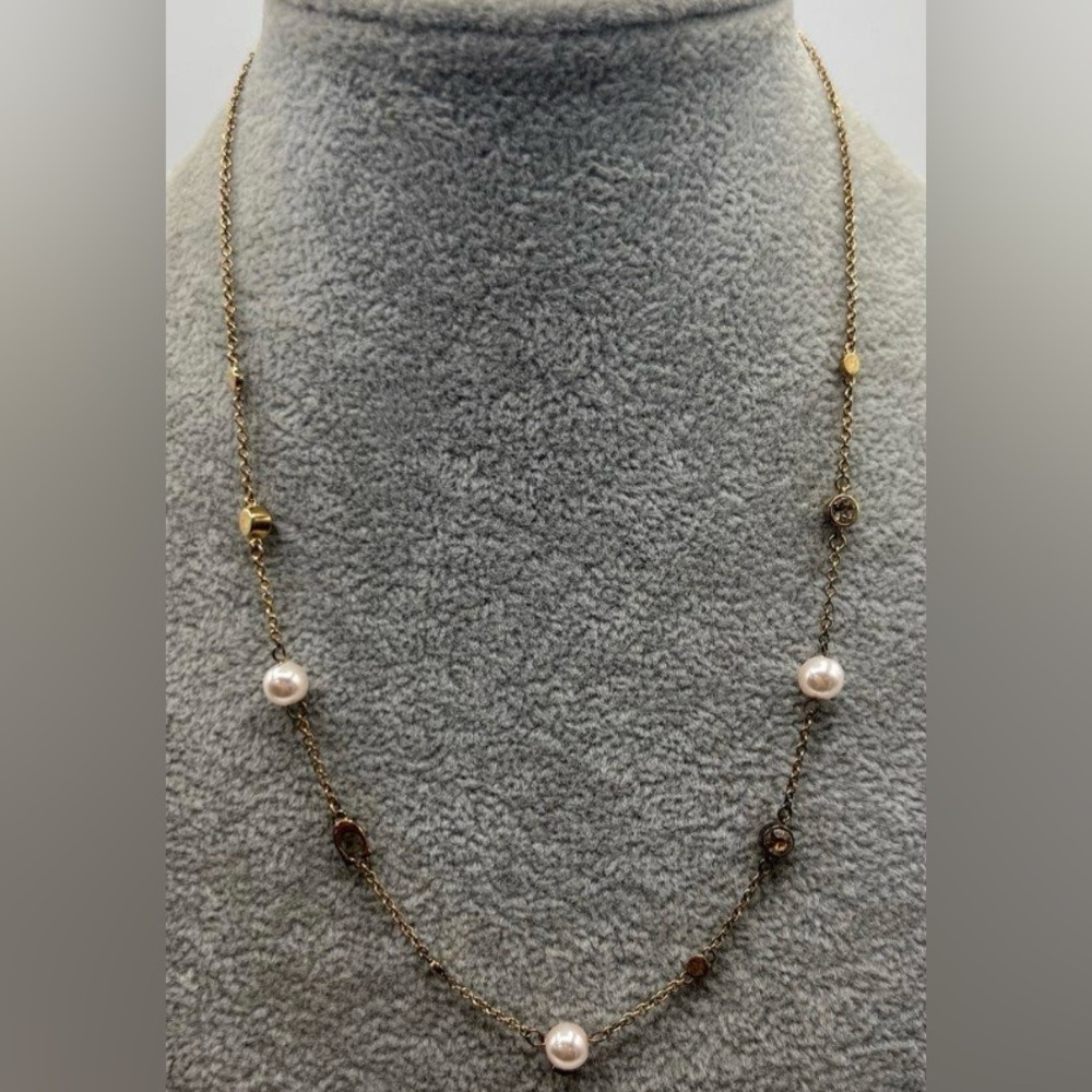 Coach Gold and Pearl 16 inch Necklace Elegant Design